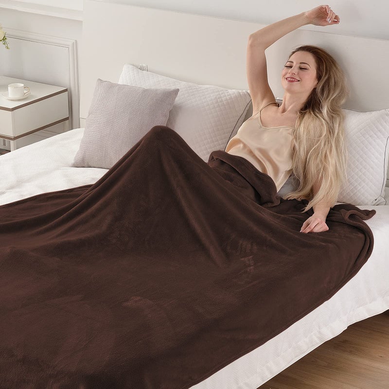 SOCHOW Flannel Fleece Blanket Throw Size, All Season Lightweight Super Soft Cozy Blanket for Bed or Couch, Brown, 50x60 inches - Image 5